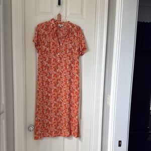 Floral Orange midi Dress. M